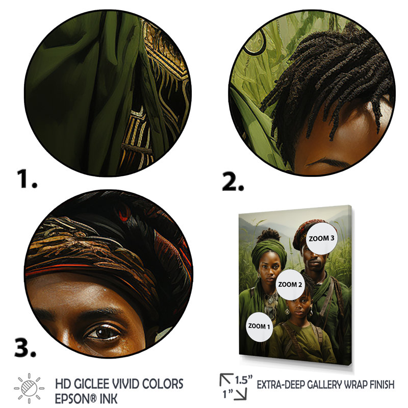 Portrait de famille des hauts plateaux éthiopiens, Cadre doré simple, H 20 po x l 12 po x P 1 po