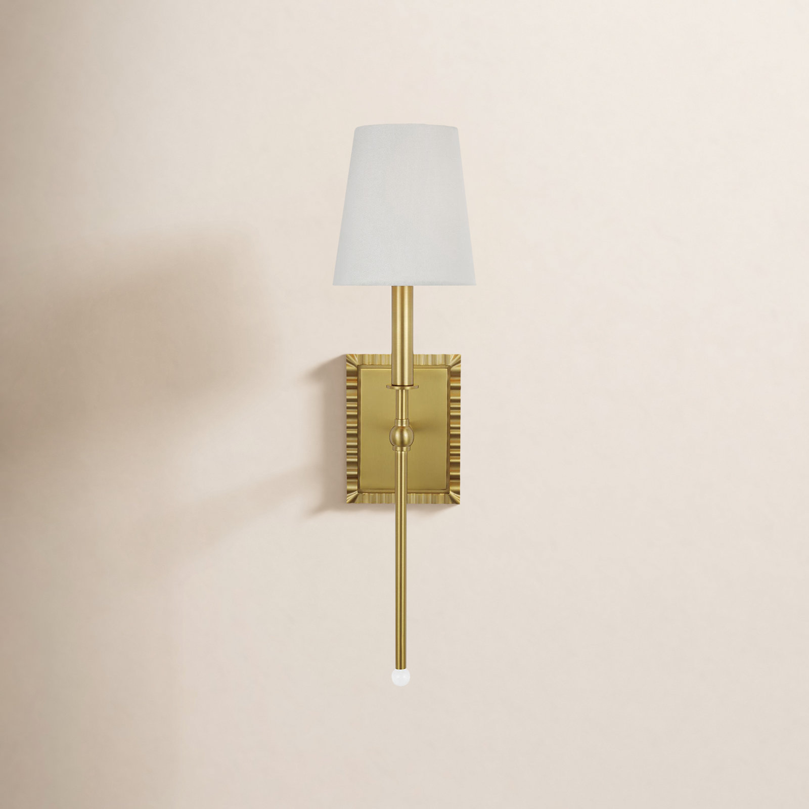 Tavernier Single Light Dimmable Armed Sconce, Burnished Brass