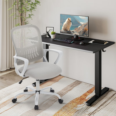 Modern Home Office Desk and Chair Set, Adjustable Standing Desk Paired with Ergonomic Mesh Chair for Maximum Comfort