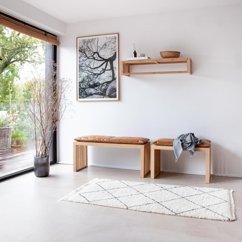 Riback Solid Wood Bench, 43cm H x 73cm W x 35cm D, Light Brown