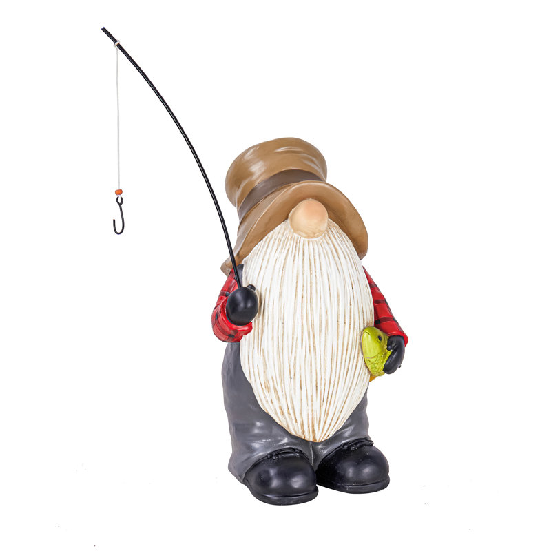 Statue de jardin gnome de pêche Kealana