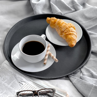 Argon Tableware - Round Non-Slip Serving Trays - Black