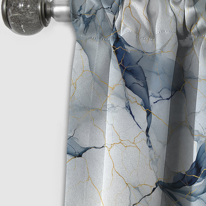Rideau occultant en marbre blanc et gris - 1 panneaux, L 52 po x L 95 po