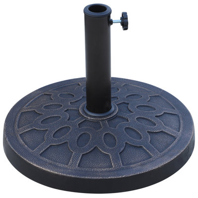 Base de parasol robuste de 26 lb avec un design décoratif séduisant pour terrasse, pelouse - poteau de 1,5 po et 1,89 po avec finition bronze de 18 po et motif élégant en résine et jardin
