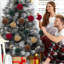 Ensemble de 44 décorations de Noël en forme de boule d'elfe rouge et vert - Décorations d'arbre de Noël scintillantes incassables pour les fêtes