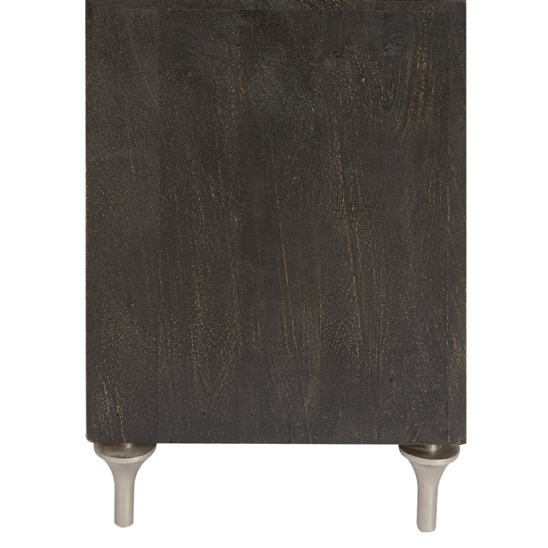 Black and Ocean Blue 4-Door Mango Veneer Entertainment Console