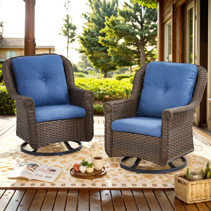 Fauteuils coulissants avec coussins Red Barrel Studio®, Bleu