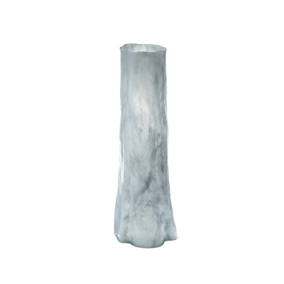 Grand vase décoratif Quia, corps brut, verre soufflé bleu pâle 