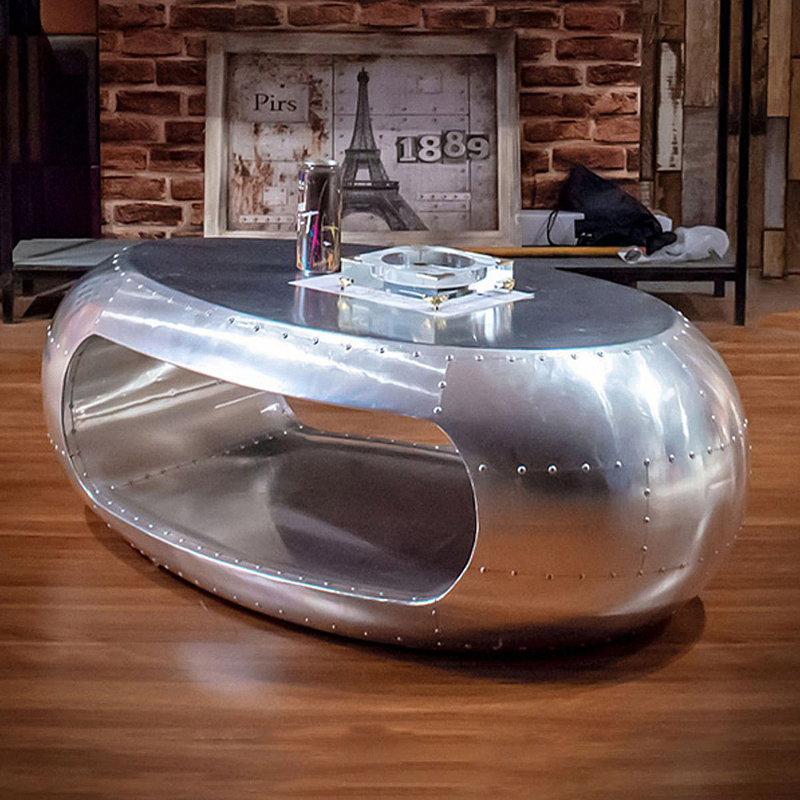 Vintage Industrial Style Metal Oval Coffee Table Single Coffee Table