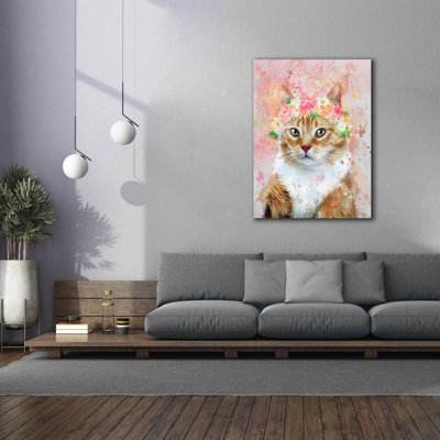 Flower Crown Tabby Cat 6' by Furbaby Affiliates Canvas Wall Art, 40" x 54"