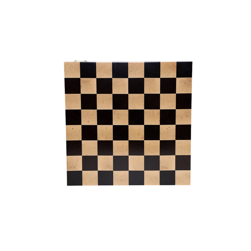 Handmade Black/Beige Chess Board Game, 21" L x 21" W x 2.5" H