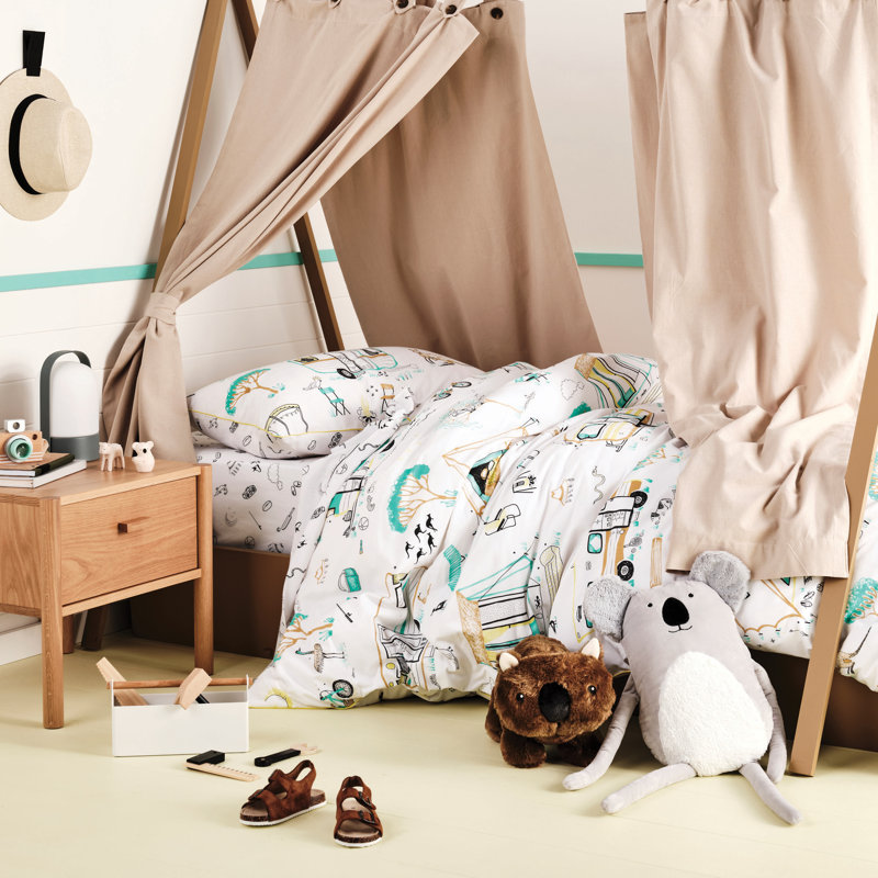 Down By The River Cotton Abstract Duvet Cover Set with Pillowcases, Single Duvet Cover + 1 Standard Pillowcase