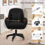 HDHNBA Velvet Upholstered Height Adjustable Swivel Chair With Lumbar Support Pillow-2097255647