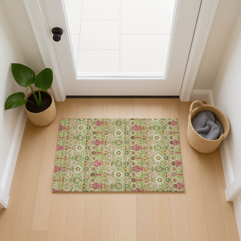 Machine Washable Indoor/Outdoor Gursevak ACN2251 Global Rug, Rectangle 1'8" x 2'6"