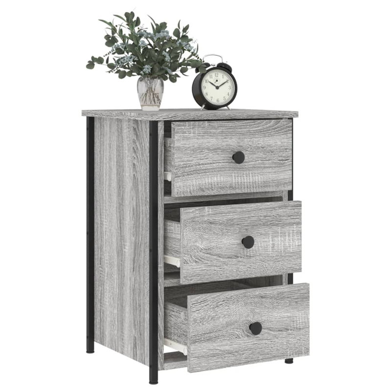 Caulkins 40 cm W Iron Bedside Table, Grey Sonoma, Set of 2