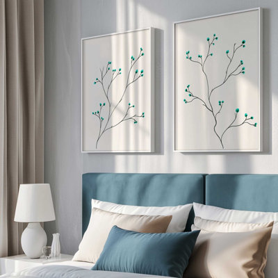 Teal Bloom Pop Set of 2 Prints