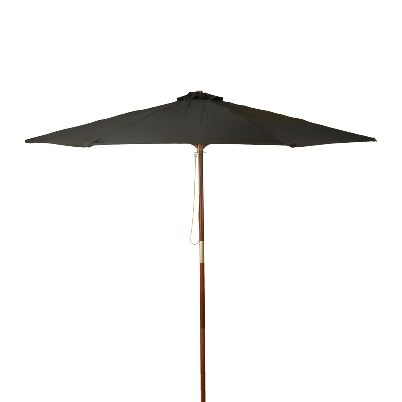 9 Ft Classic Wood Patio Umbrella, Black