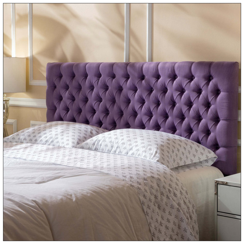 Tufted Upholstered Bed Headboard With Modern Button Design Adjustable And Durable Metal Legs For Bedroom, Light Purple
