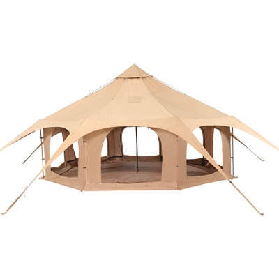 Tente cloche quatre saisons de 5 m (16,4 pi), tente en toile avec sortie de poêle, yourte respirante pouvant accueillir jusqu'à 8 personnes, idéale pour le camping en famille ou les séjours de chasse.