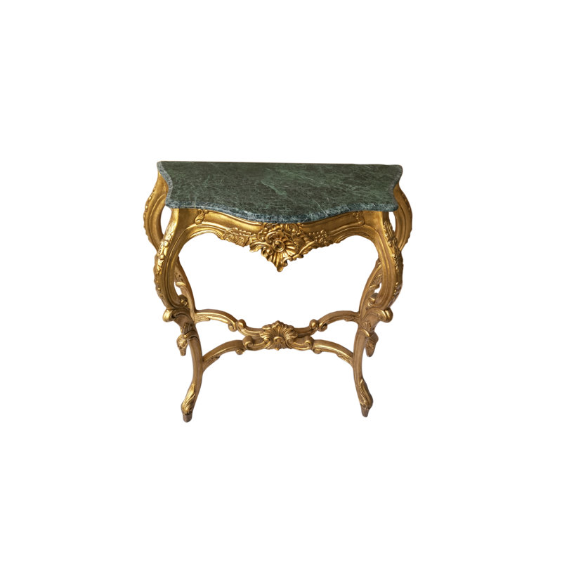 Console en bois massif avec plateau en marbre Daylan
