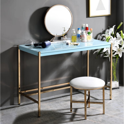 Bureau d'écriture Hip avec bleu et or et commodité en option