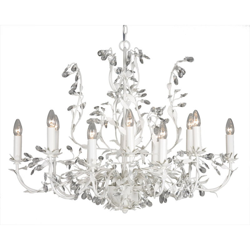 Clemmer 12 - Light Candle Style Chandelier, Frosted White