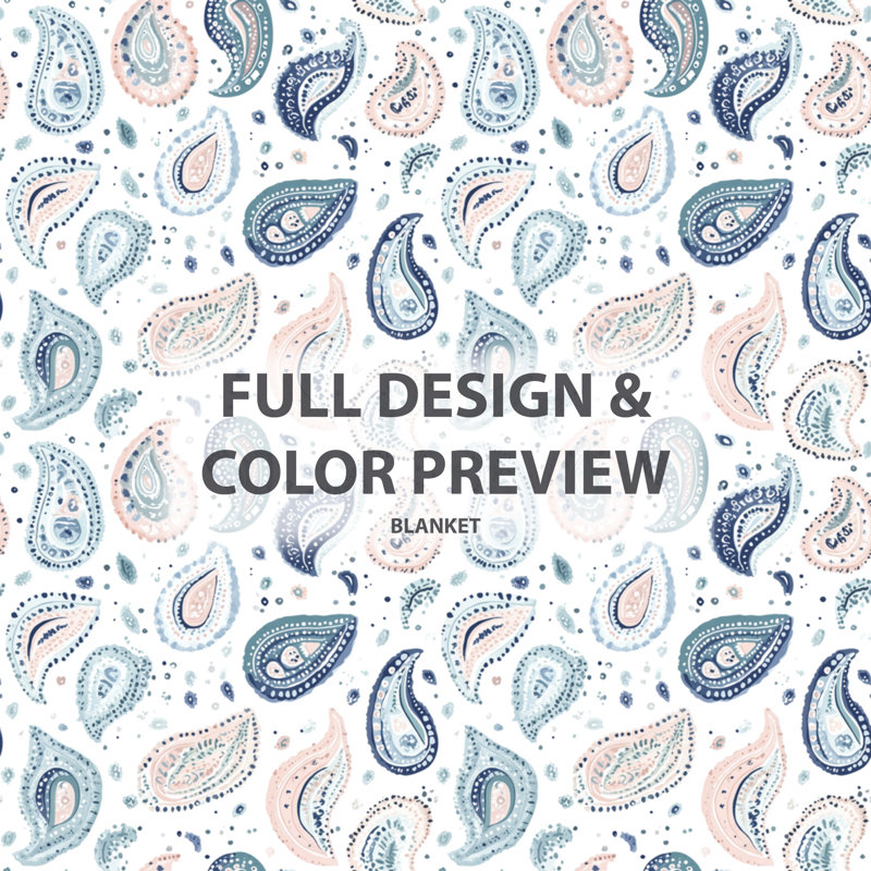 Serene Paisley Dreams - couverture en peluche contemporaine bleue, jeté en molleton minimaliste