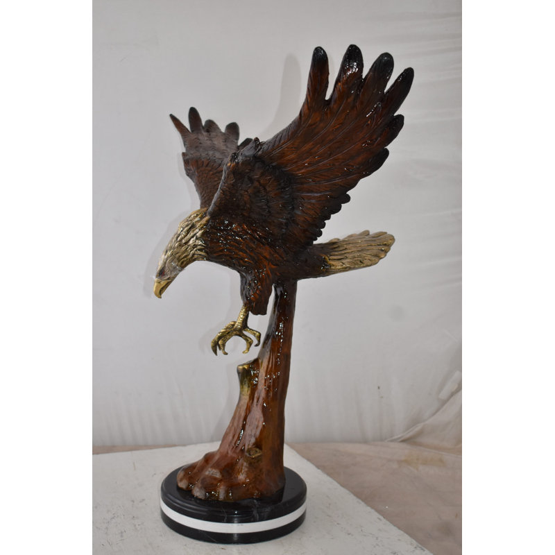 Eagle Flying And Looking Down For Prey Bronze Statue Size: 29" X 17" X 28"H