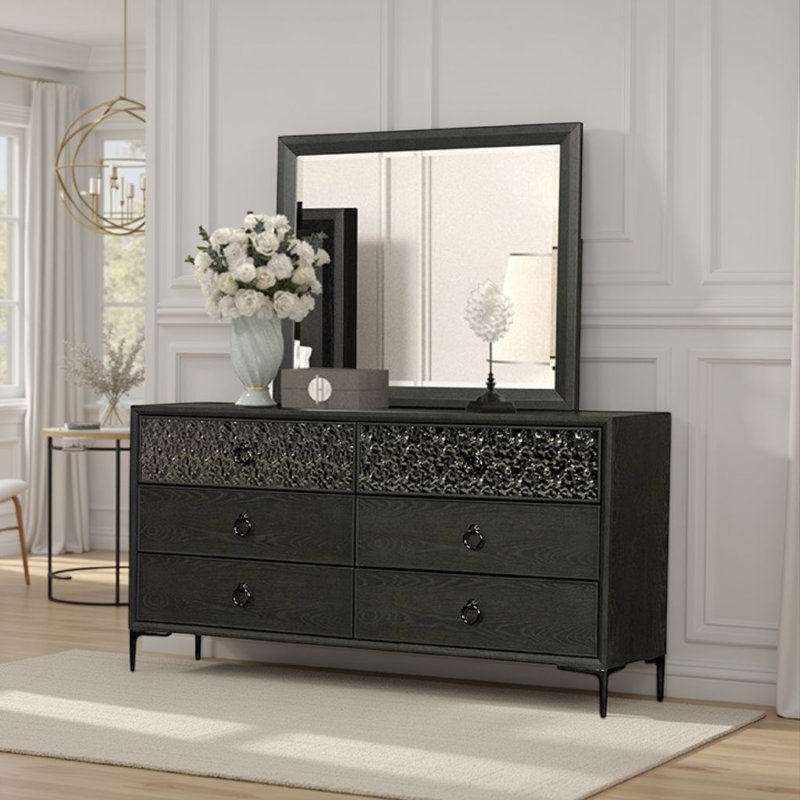 Miroir de coiffeuse Kaira, bois 36 x 42, Espresso brun