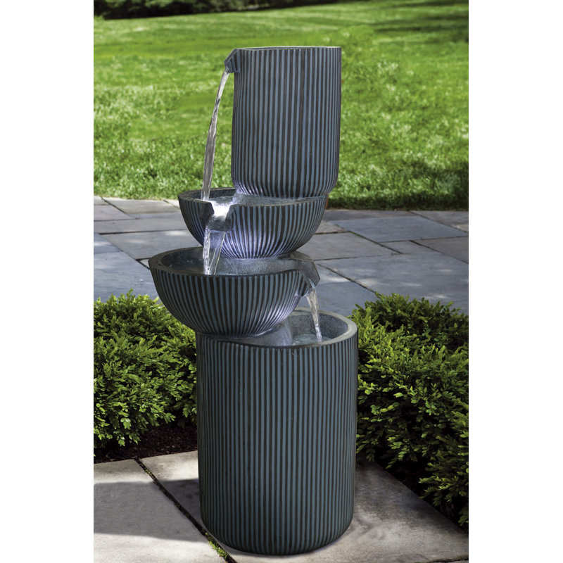 40" H Modern Fountain with 3 Cool White LEDS