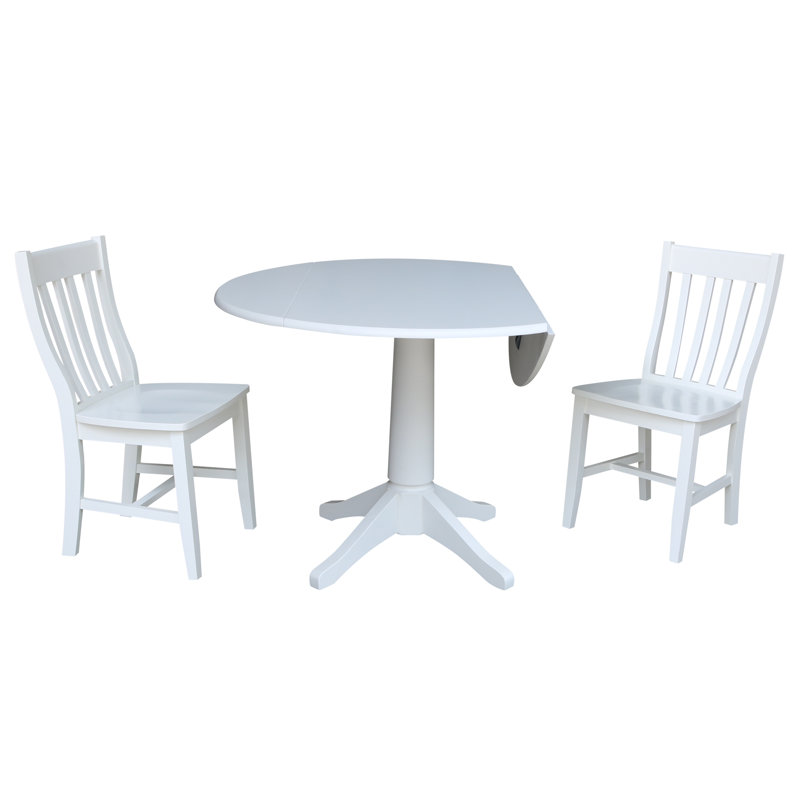 2 - Person Solid Wood Solid Wood Top Pedestal Dining Set, White
