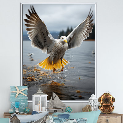 Coastal Seagull Soaring - Nautical & Beach Wall Art Living Room