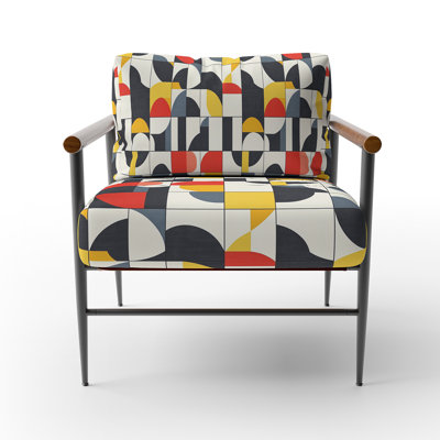 Modern Upholstered Chair - Minimal Quilt Yellow Arm Chair