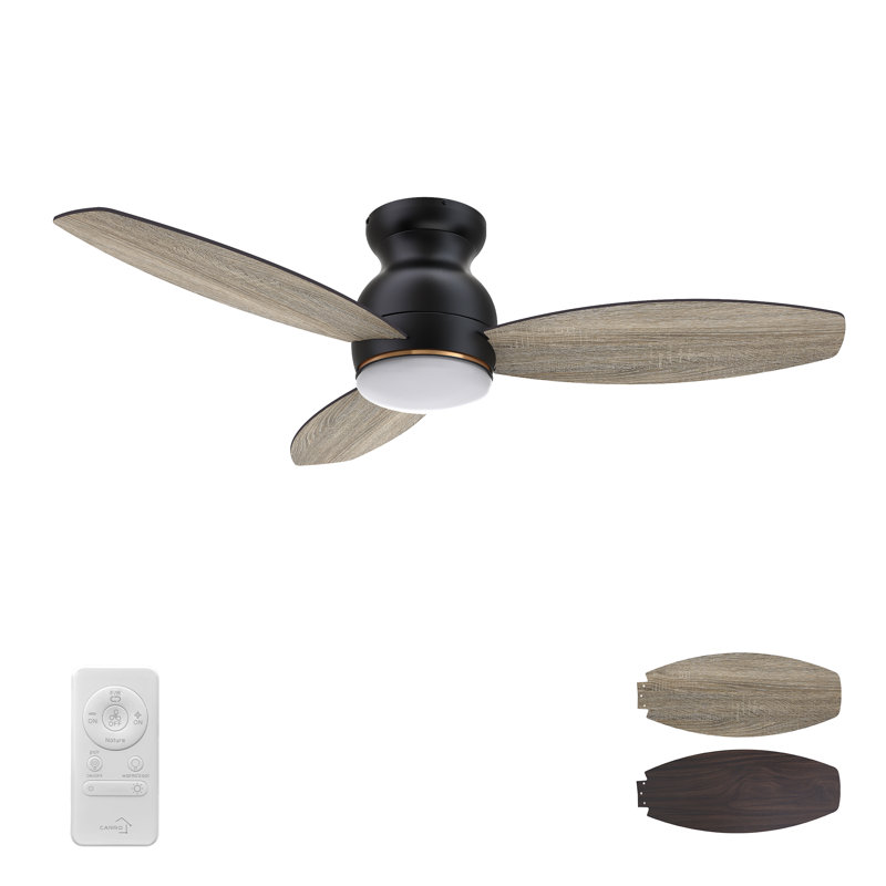 48'' Ceiling Fan with LED Lights, Black with Walnut Blades