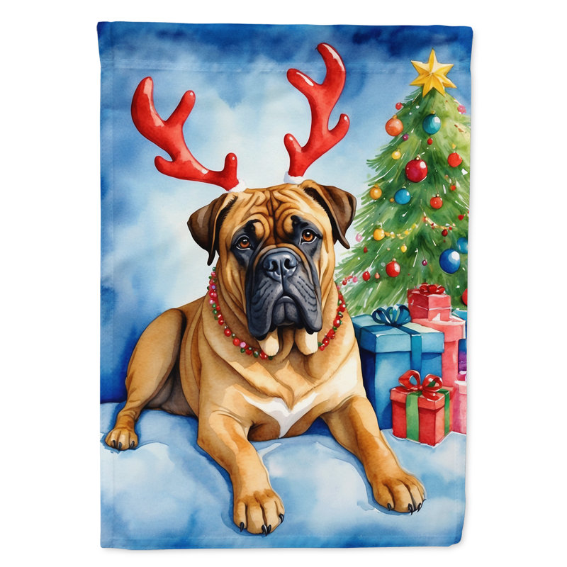 Drapeau de Noël renne de jardin, Bullmastiff
