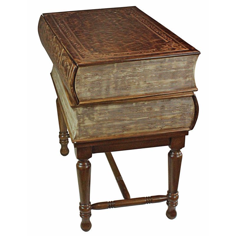 Shakespearean Faux Book Stack Wooden Side Table 24.5"