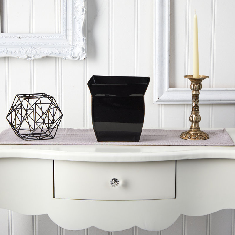 Metal Pot Planter, Black, 8" H x 8" W x 8" D