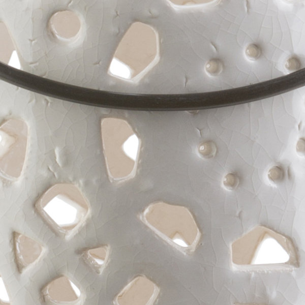 Alica Ceramic Lantern, 11" H x 6.5" W x 6.5" D, White