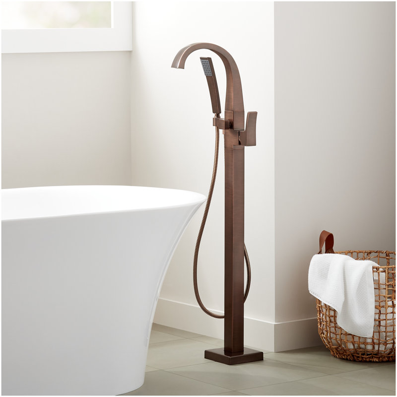 Vilamonte Freestanding Tub Faucet with Hand Shower and Rough-In Valve Less Stops - Oil Rubbed Bronze, Rubbed Bronze