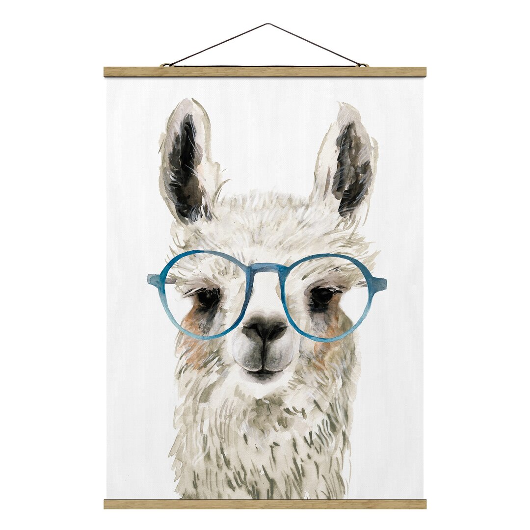 Stoffbild Mit Posterleisten - Hippes Lama Mit Brille III - Hochformat 4:3