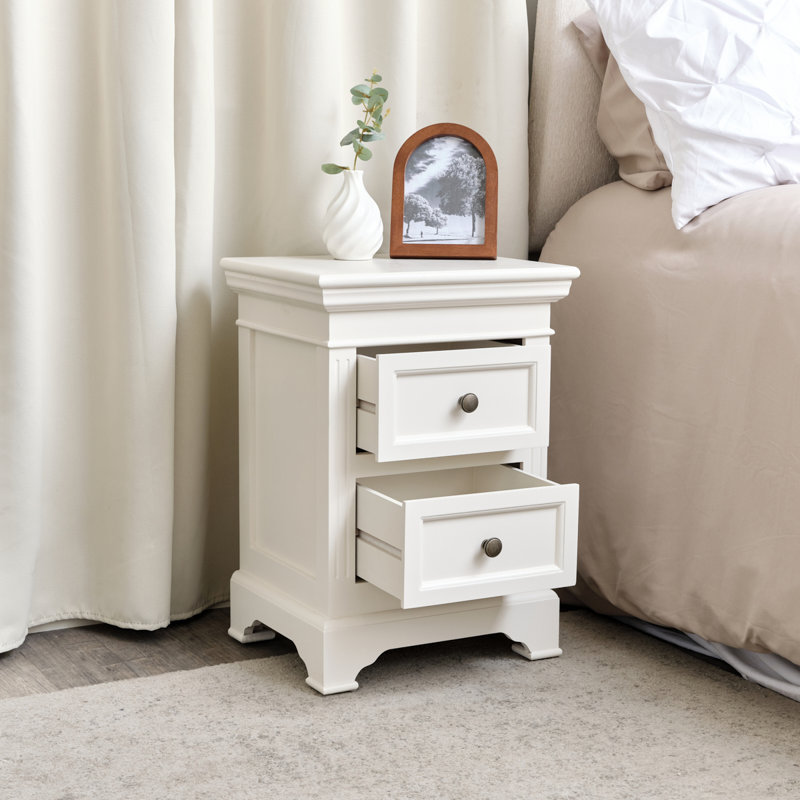 Two Drawer Bedside Table - Daventry Range, Ivory