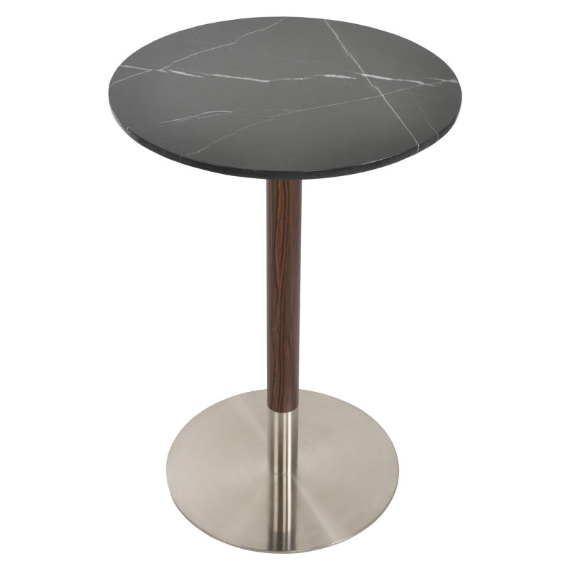 Table à piédestal en céramique Tango, Table de bar (hauteur de 42,5 po), Brossé / noyer