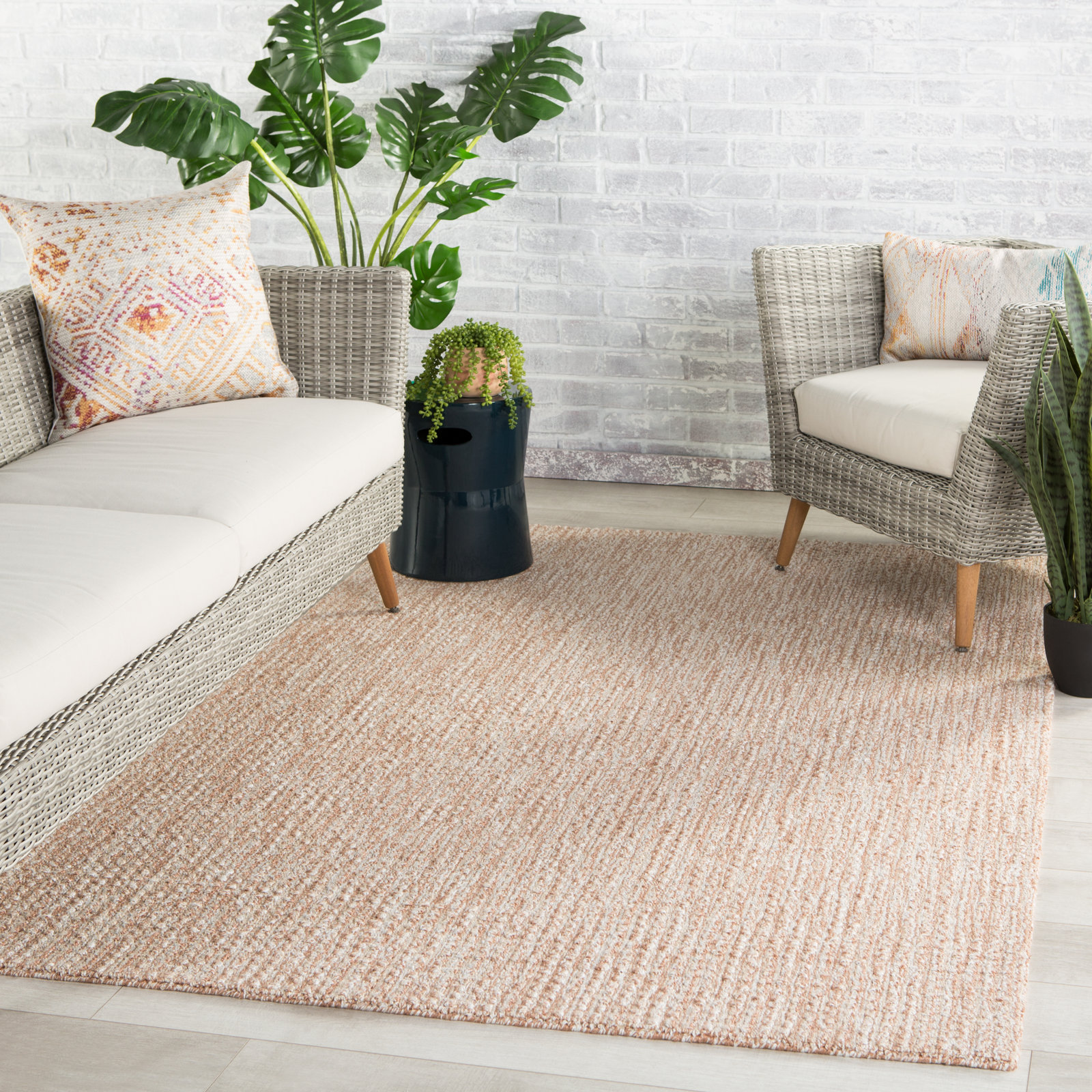 Cullan Tan Hand-Woven Outdoor Rug, Rectangle 5' x 8'