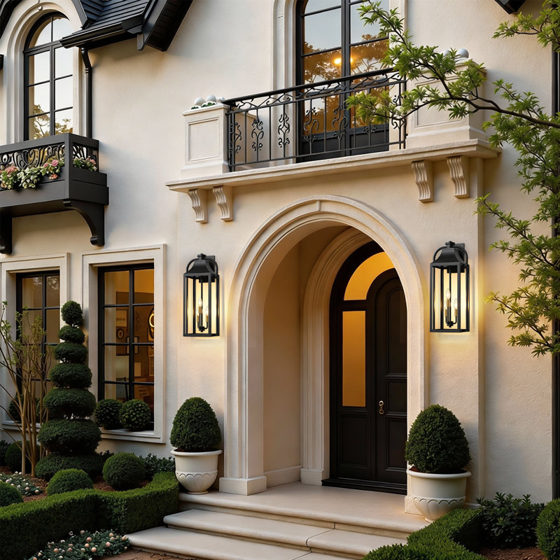 3-Light 24" Large Outdoor Wall Lantern, Modern Farmhouse Exterior Sconce, 3 Lights, 23.5" H x 10.25" W x 8.6" D