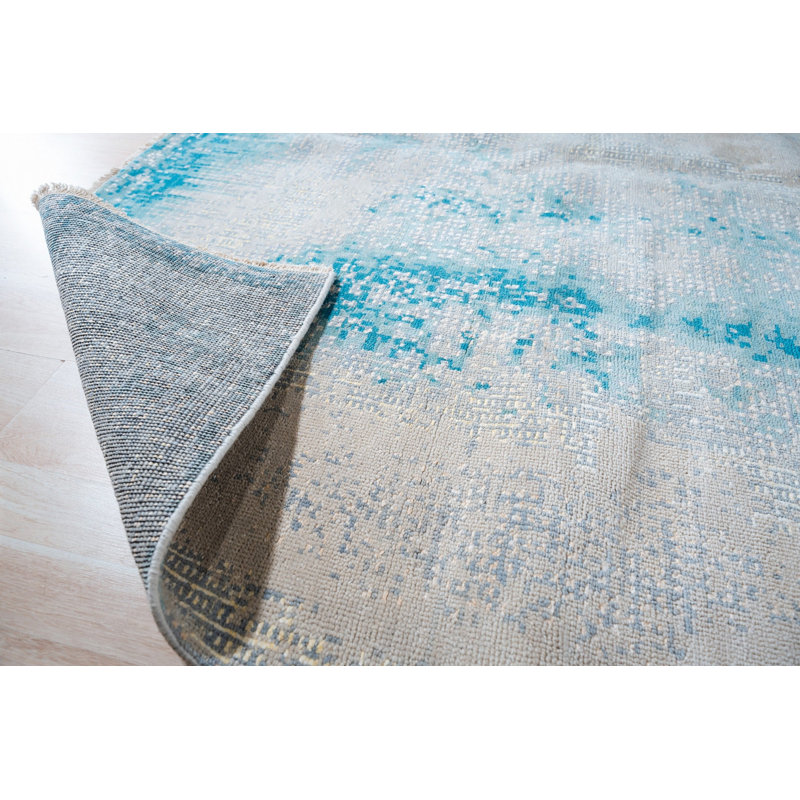 9x12 Gray Hand-Knotted Wool Coastal Mist Abstract Modern Contemporary Carpet Rug