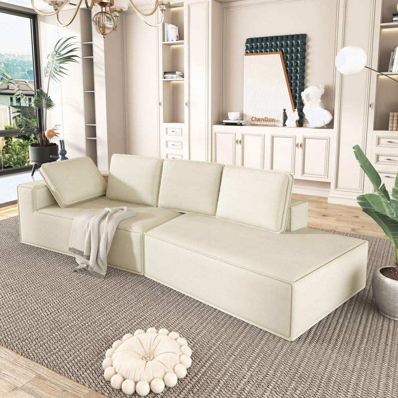 Chaise longue rembourrée Ringolds, Beige