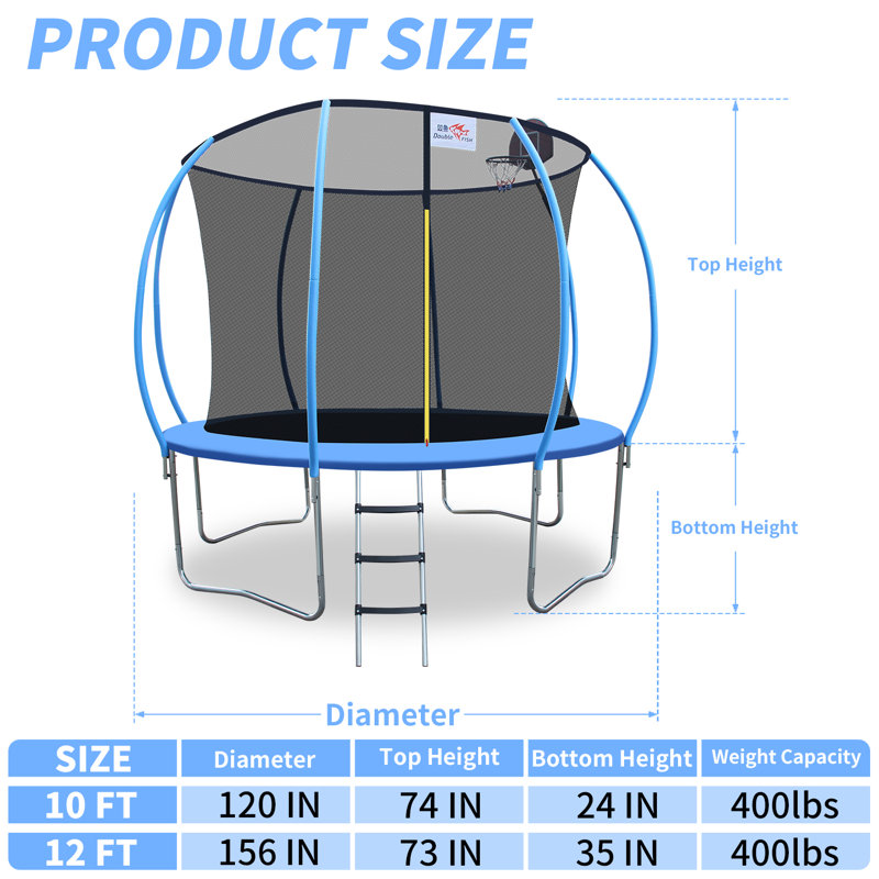 Mini trampoline en acier 12 pi bleu