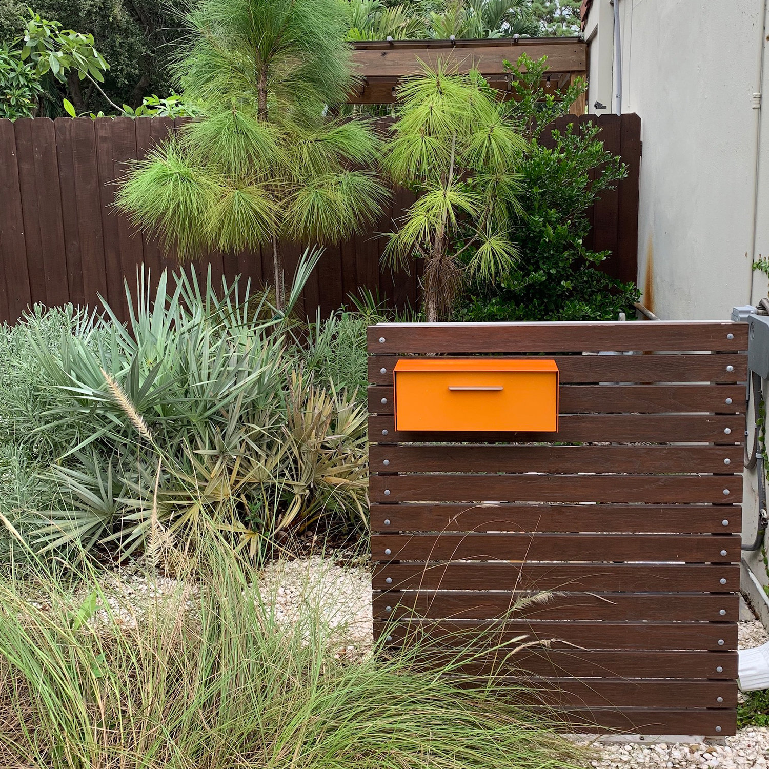 Mid-Century Modern Angled Wall-Mounted Mailbox, Pumpkin