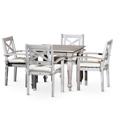 Outdoor Square Dining With Materials And Design Silver Gray Table Chair For Pleasurable Experience