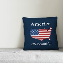 Baseball Daughter Design Co. American Flag Fingerprint Patriotic Design  Baseball Daughter Throw Pillow, 18x18, Multicolor